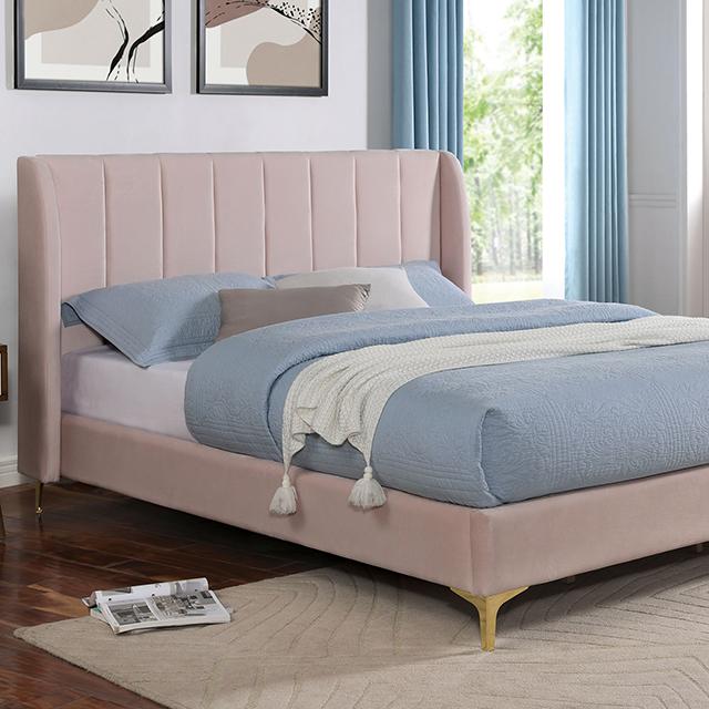 PEARL Full, Queen, & Twin Bed, Light Pink - U&U Home Budget Furniture (Carteret, NJ)