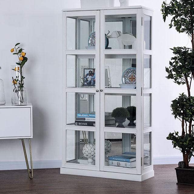 Vilas White Curio Cabinet - U&U Home Budget Furniture (Carteret, NJ)