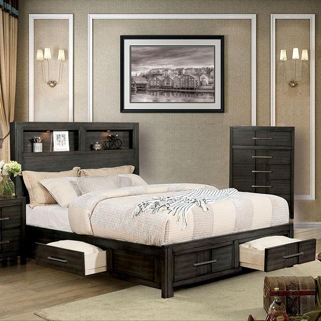 KARLA Cal.King, E.King & Queen Bed, Gray & White - U&U Home Budget Furniture (Carteret, NJ)