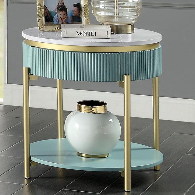 KOBLENZ End Table, Light Teal - U&U Home Budget Furniture (Carteret, NJ)