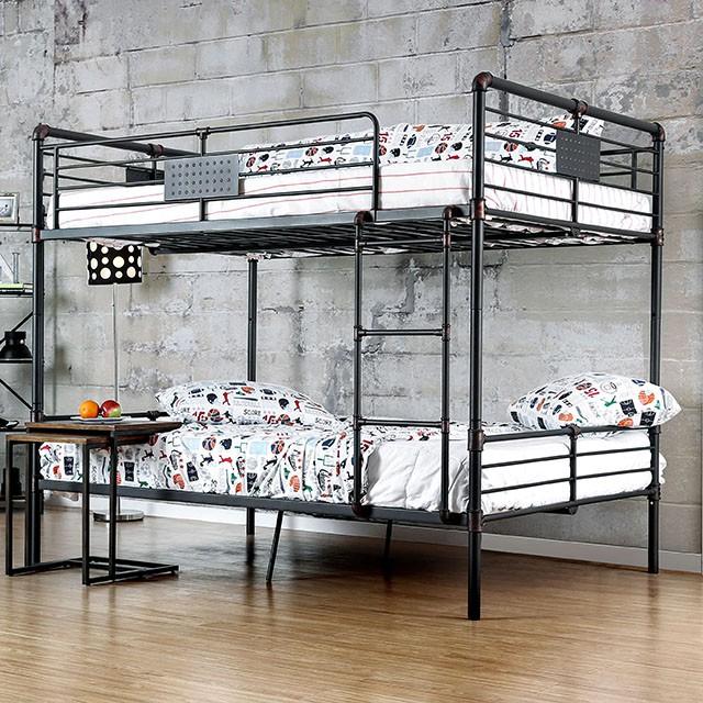 Olga I Antique Black Full/Full Bunk Bed - U&U Home Budget Furniture (Carteret, NJ)