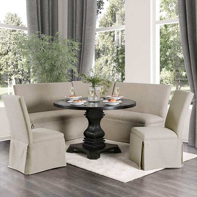 NERISSA Antique Black Round Table, Antique Black - U&U Home Budget Furniture (Carteret, NJ)