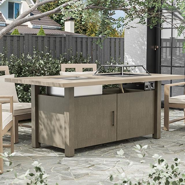 Bordeaux Dining Table w/ Fire Pit & Cooler - U&U Home Budget Furniture (Carteret, NJ)