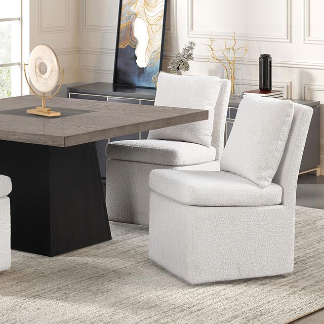 Broager 5 Pc Dining Table Set (White Swivel Chairs) - U&U Home Budget Furniture (Carteret, NJ)