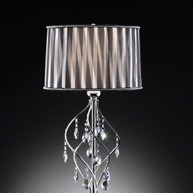 Arya Black/Chrome Table Lamp, Hanging Crystal - U&U Home Budget Furniture (Carteret, NJ)