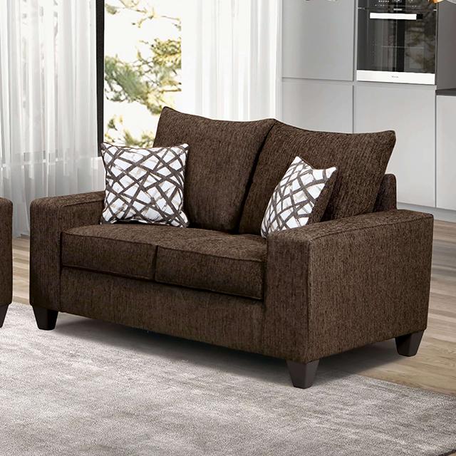 WEST ACTION Loveseat, Chocolate - U&U Home Budget Furniture (Carteret, NJ)