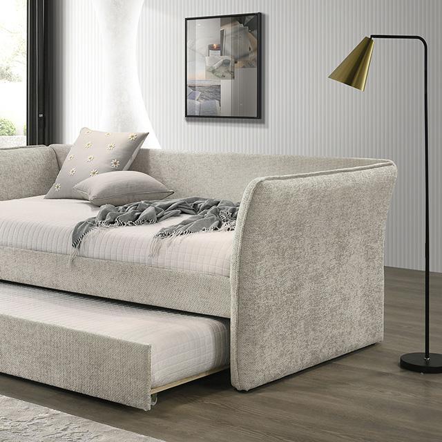 Yuri Twin Daybed w/ Trundle Beige - U&U Home Budget Furniture (Carteret, NJ)