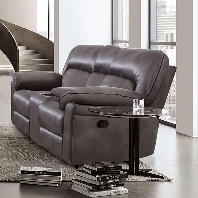 JOSIAS Loveseat, Dark Gray Leatherette - U&U Home Budget Furniture (Carteret, NJ)
