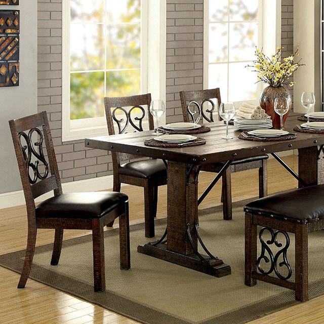PAULINA Rustic Walnut Dining Table - U&U Home Budget Furniture (Carteret, NJ)
