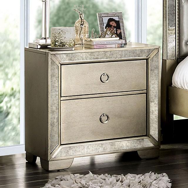 LORAINE Champagne Night Stand - U&U Home Budget Furniture (Carteret, NJ)