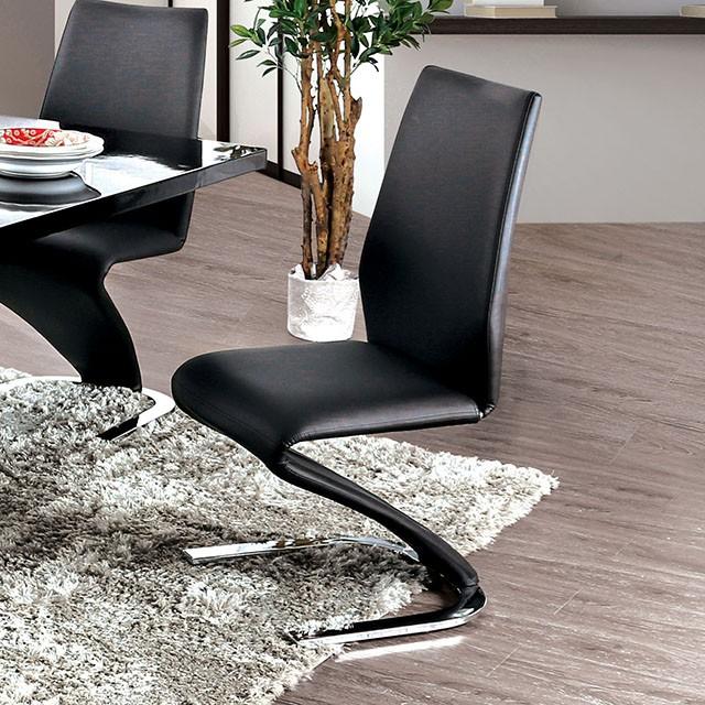Midvale Black/Chrome Side Chair (2/CTN) - U&U Home Budget Furniture (Carteret, NJ)