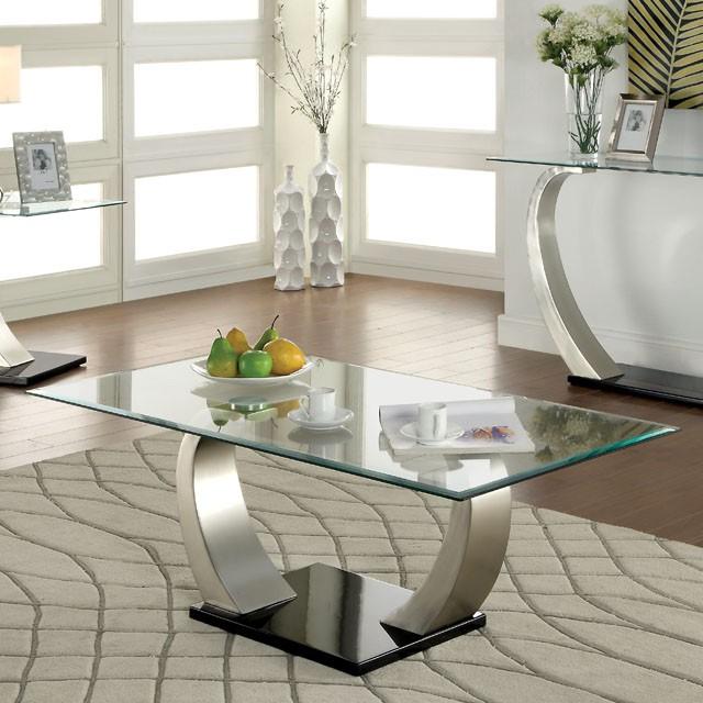 ROXO Satin Plated/Black Coffee Table - U&U Home Budget Furniture (Carteret, NJ)