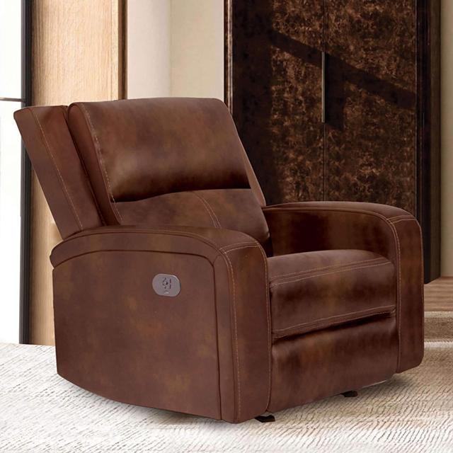 SOTERIOS Power Recliner, Medium Brown - U&U Home Budget Furniture (Carteret, NJ)