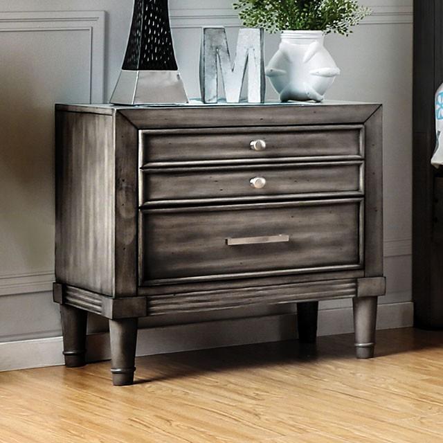DAPHNE Gray Night Stand - U&U Home Budget Furniture (Carteret, NJ)