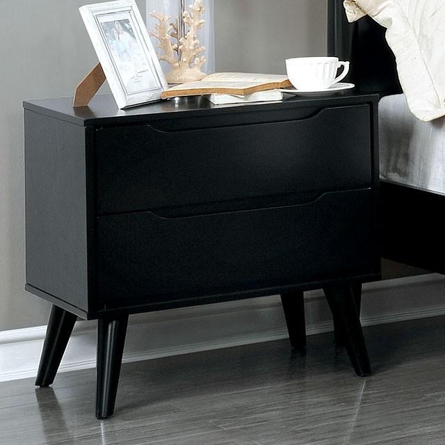 LENNART II Black Night Stand - U&U Home Budget Furniture (Carteret, NJ)