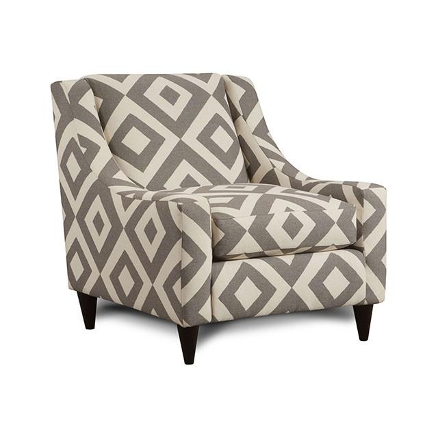 PARKER Ivory/Gray/Pattern Chair, Diamond Pattern - U&U Home Budget Furniture (Carteret, NJ)