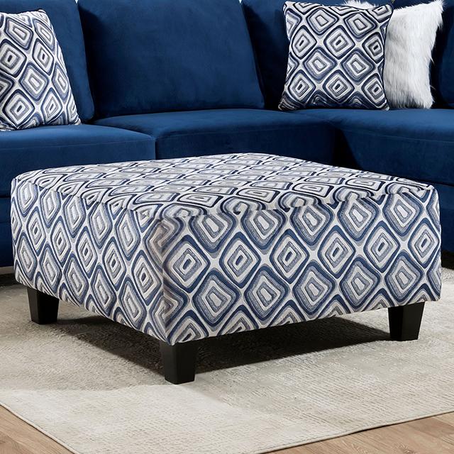 WALDPORT Ottoman, Navy/White - U&U Home Budget Furniture (Carteret, NJ)