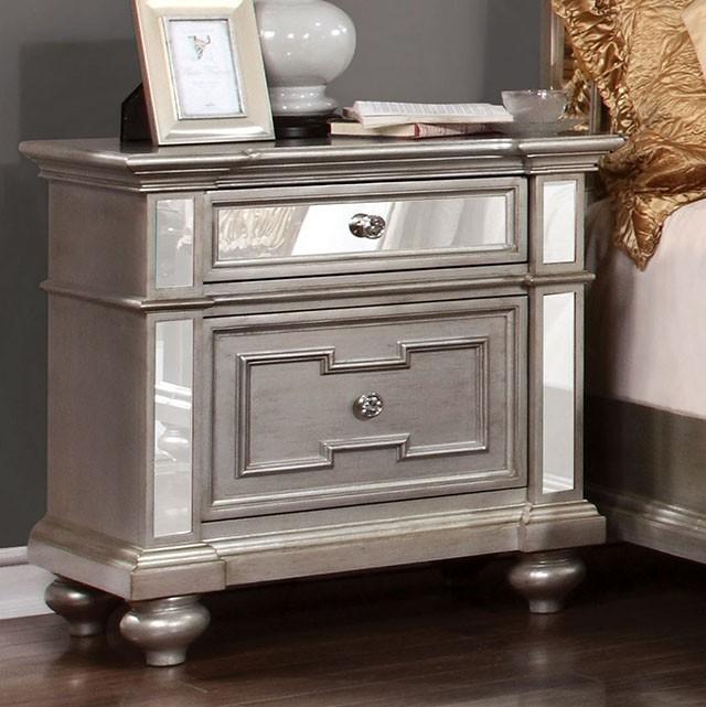 Salamanca Silver Night Stand - U&U Home Budget Furniture (Carteret, NJ)
