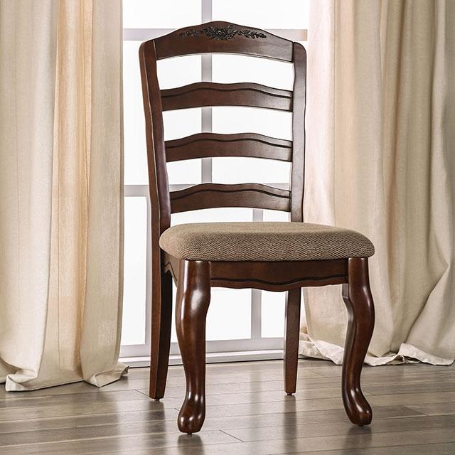 Townsville Dark Walnut/Tan Side Chair (2/CTN) - U&U Home Budget Furniture (Carteret, NJ)