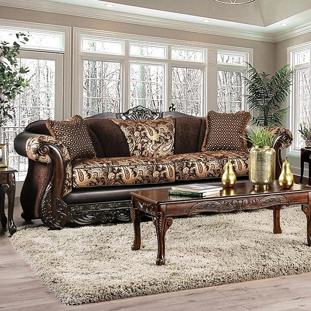 Newdale Brown/Gold Sofa - U&U Home Budget Furniture (Carteret, NJ)