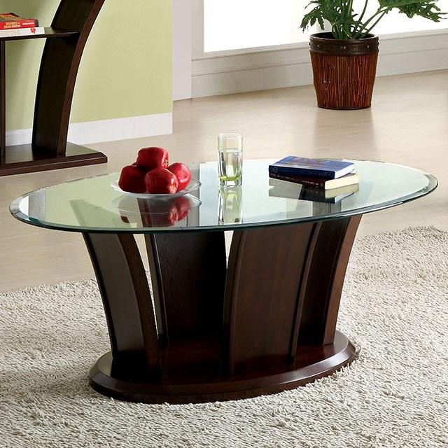 MANHATTAN IV Brown Cherry Coffee Table, Brown Cherry - U&U Home Budget Furniture (Carteret, NJ)