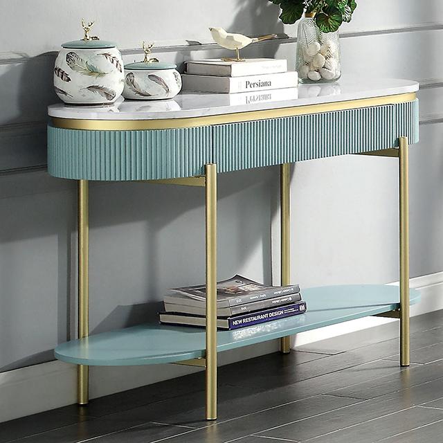 KOBLENZ Sofa Table, Light Teal - U&U Home Budget Furniture (Carteret, NJ)
