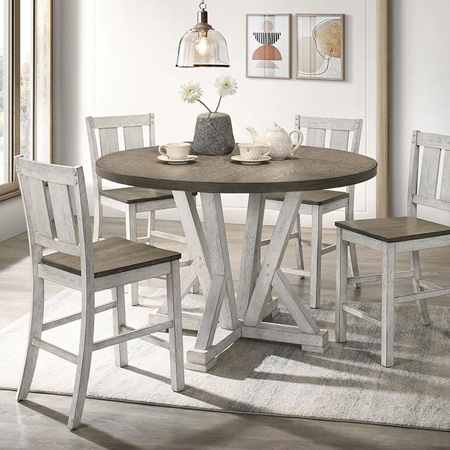 DAKOTA Counter Ht. Table, A. White/Ash Brown - U&U Home Budget Furniture (Carteret, NJ)
