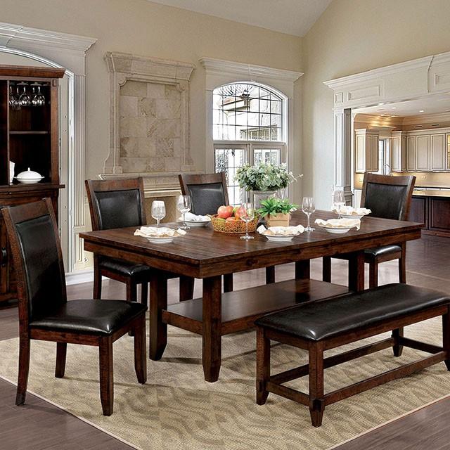 MEAGAN I Brown Cherry Dining Table - U&U Home Budget Furniture (Carteret, NJ)