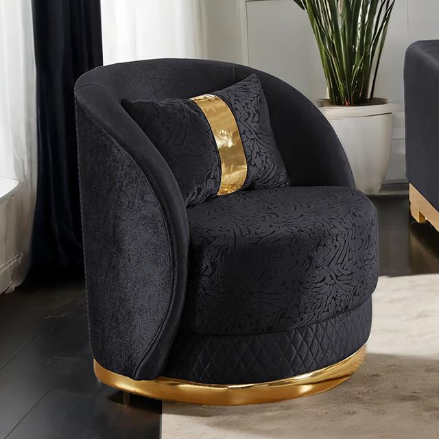 Valdosta Chair Black & Beige - U&U Home Budget Furniture (Carteret, NJ)