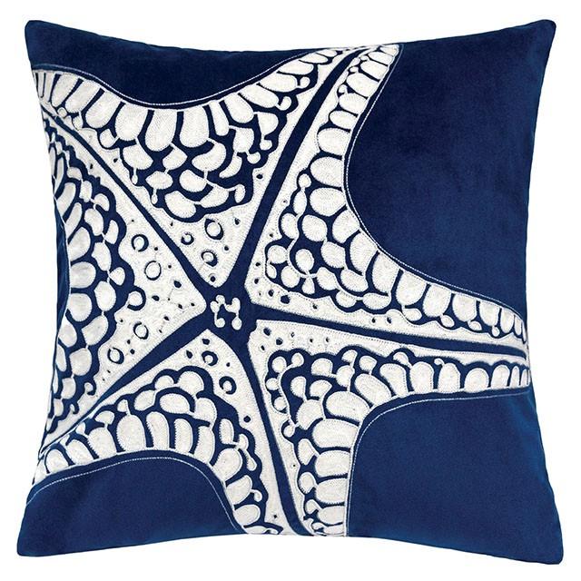 Jude Indigo 20" X 20" Pillow, Indigo - U&U Home Budget Furniture (Carteret, NJ)
