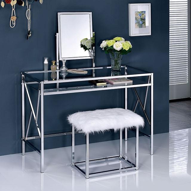LISMORE Chrome Vanity w/ Stool - U&U Home Budget Furniture (Carteret, NJ)