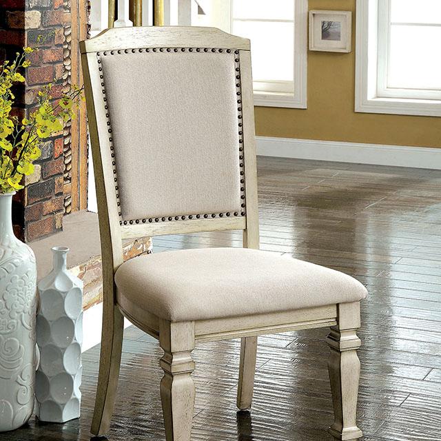 HOLCROFT Antique White/Ivory Side Chair (2/CTN) - U&U Home Budget Furniture (Carteret, NJ)