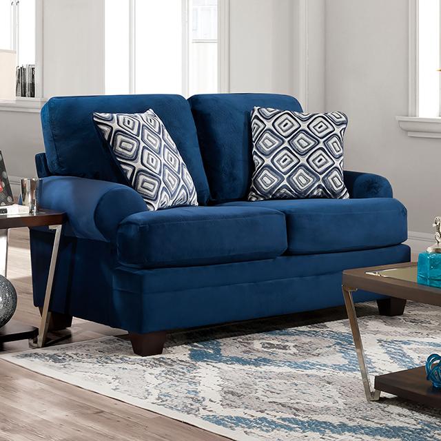 WALDSTONE Loveseat, Navy - U&U Home Budget Furniture (Carteret, NJ)