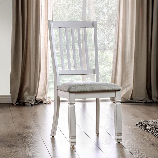 Kaliyah Vintage White/Light Gray Side Chair (2/CTN) - U&U Home Budget Furniture (Carteret, NJ)