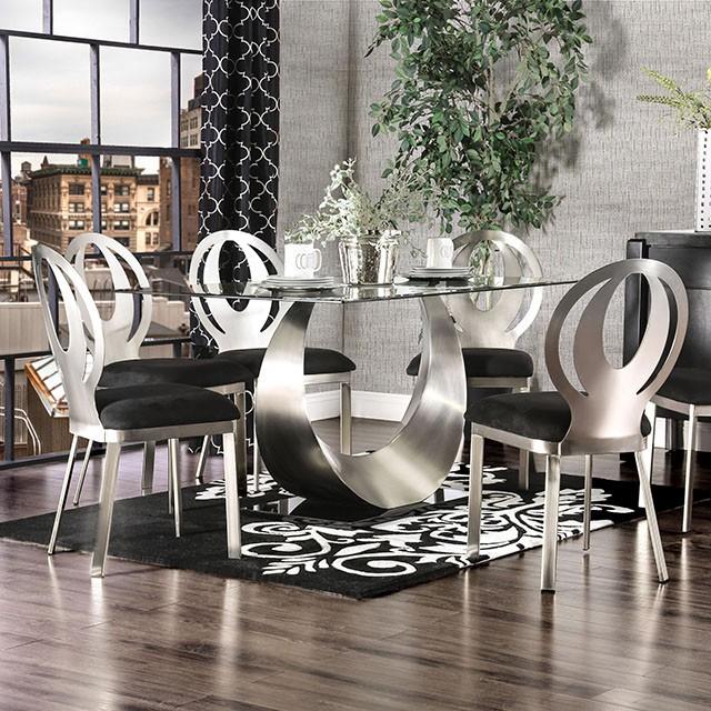 ORLA Silver/Black Dining Table - U&U Home Budget Furniture (Carteret, NJ)