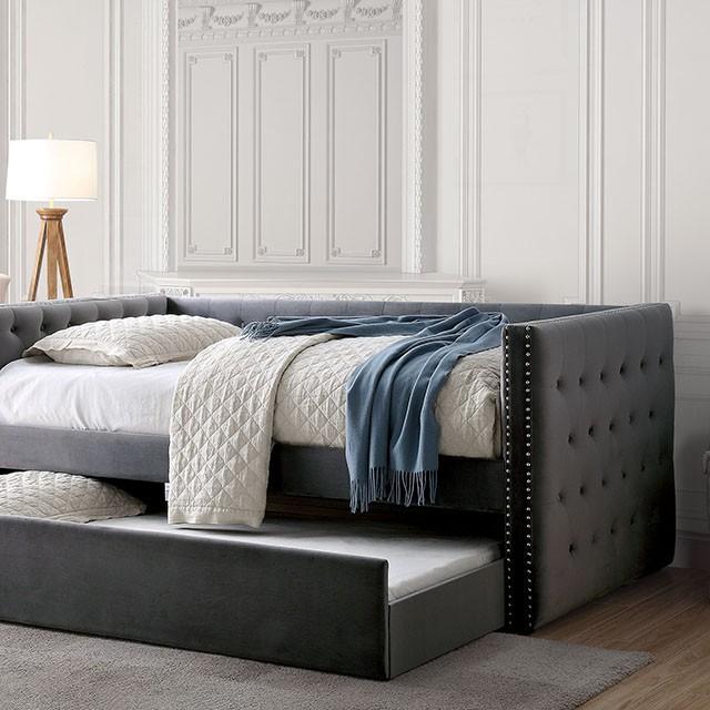 Susanna Gray Daybed w/ Trundle, Gray - U&U Home Budget Furniture (Carteret, NJ)