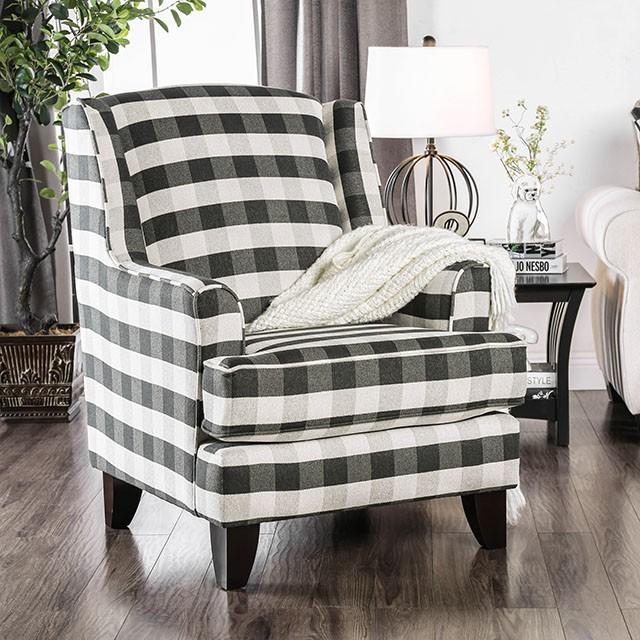 Patricia Ivory/Black Stripe Chair - U&U Home Budget Furniture (Carteret, NJ)