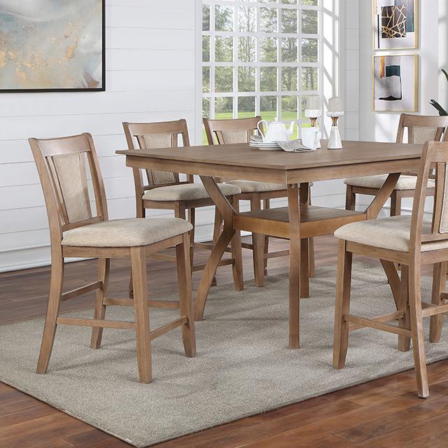 UPMINSTER Counter Ht. Table, Natural Tone - U&U Home Budget Furniture (Carteret, NJ)