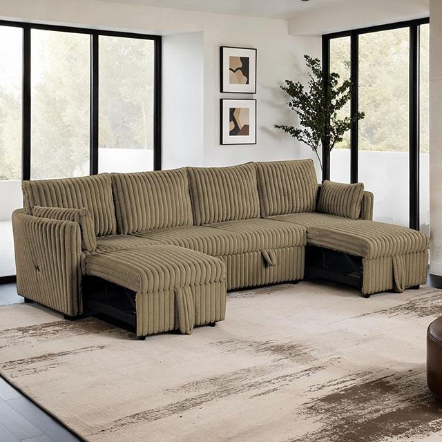 Denholme U-Sectional w/ Pull Out - U&U Home Budget Furniture (Carteret, NJ)