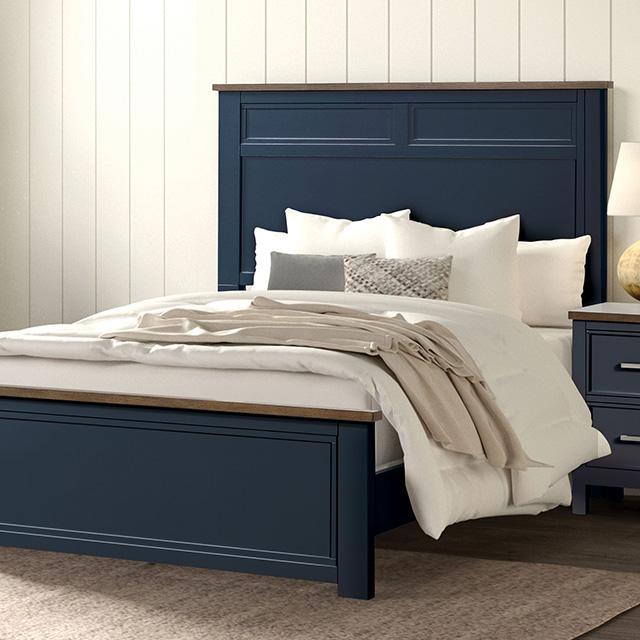 Pinetop 4 & 5 Piece Twin Bedroom Set White & Blue - U&U Home Budget Furniture (Carteret, NJ)
