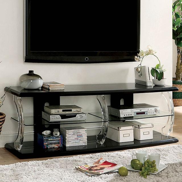 Ernst Black/Clear 60" TV Stand - U&U Home Budget Furniture (Carteret, NJ)