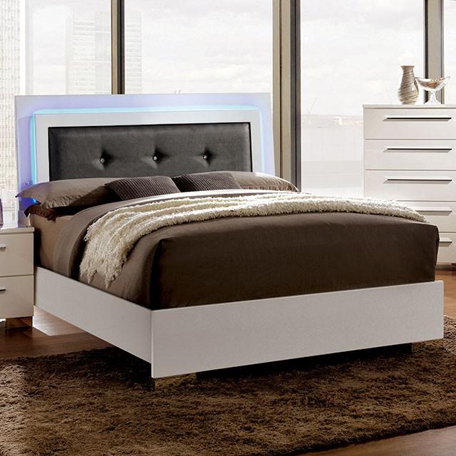 CLEMENTINE Glossy White E.King, Full,& Queen Bed - U&U Home Budget Furniture (Carteret, NJ)