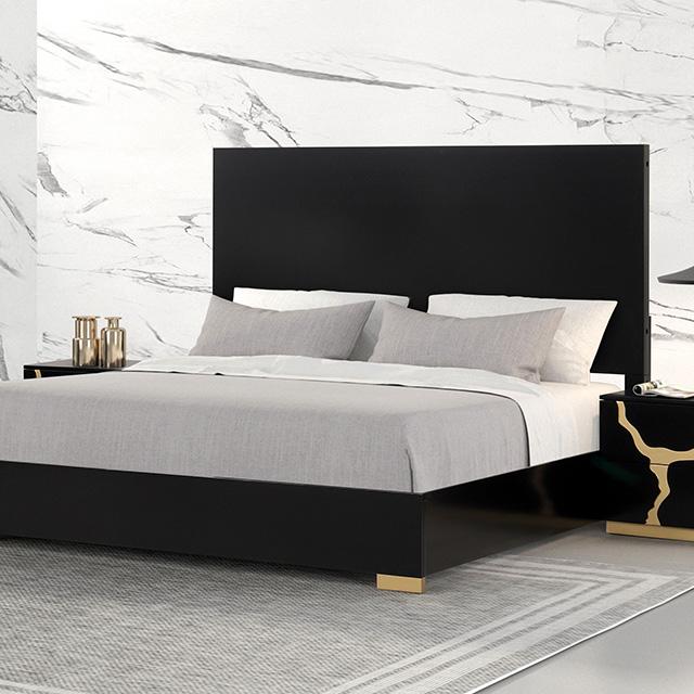 Goldsberg E.King & Queen Bed Grey & Pink - U&U Home Budget Furniture (Carteret, NJ)