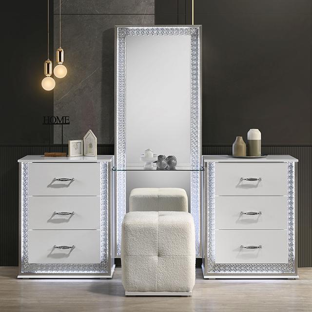 Hazeline Vanity Set with Stool - U&U Home Budget Furniture (Carteret, NJ)