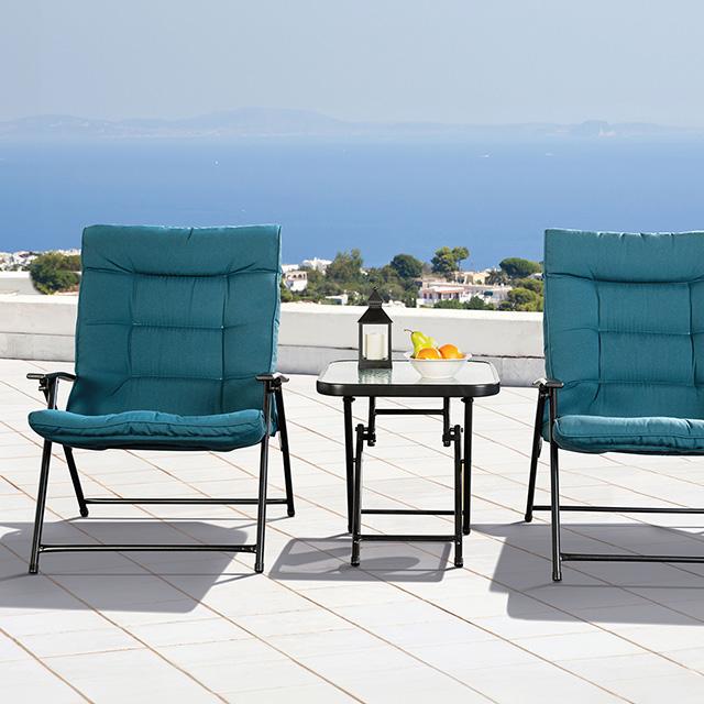 Bastia 3 Pc. Conversation Set Teal & Beige - U&U Home Budget Furniture (Carteret, NJ)