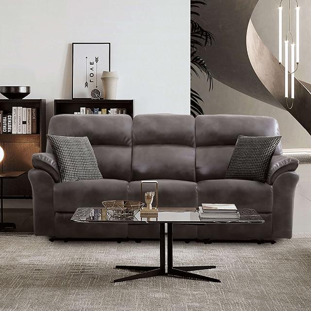 JOSIAS Sofa, Dark Gray Leatherette - U&U Home Budget Furniture (Carteret, NJ)