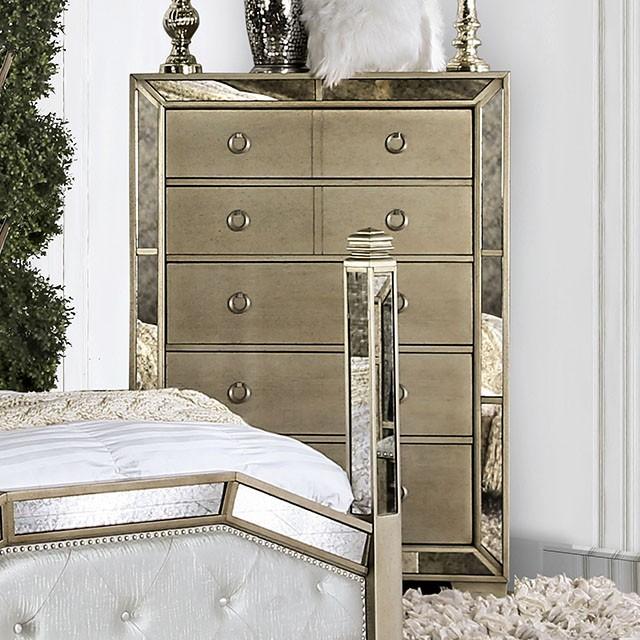LORAINE Champagne Chest - U&U Home Budget Furniture (Carteret, NJ)