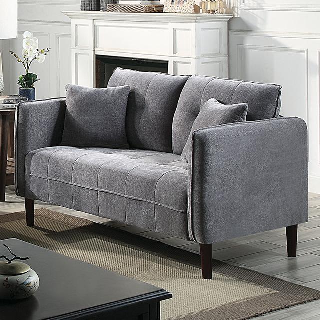 LYNDA Loveseat w/ Pillows, Dark Gray - U&U Home Budget Furniture (Carteret, NJ)