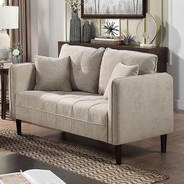 LYNDA Loveseat w/ Pillows, Light Gray - U&U Home Budget Furniture (Carteret, NJ)