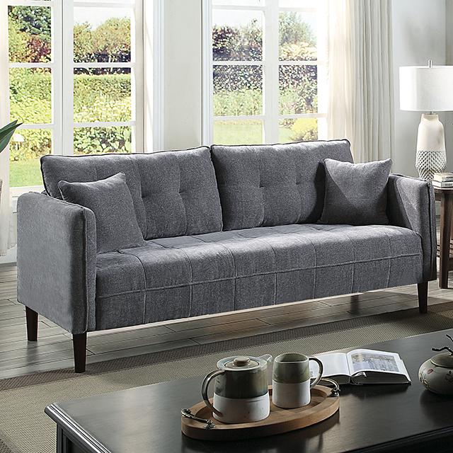 LYNDA Sofa w/ Pillows, Dark Gray - U&U Home Budget Furniture (Carteret, NJ)